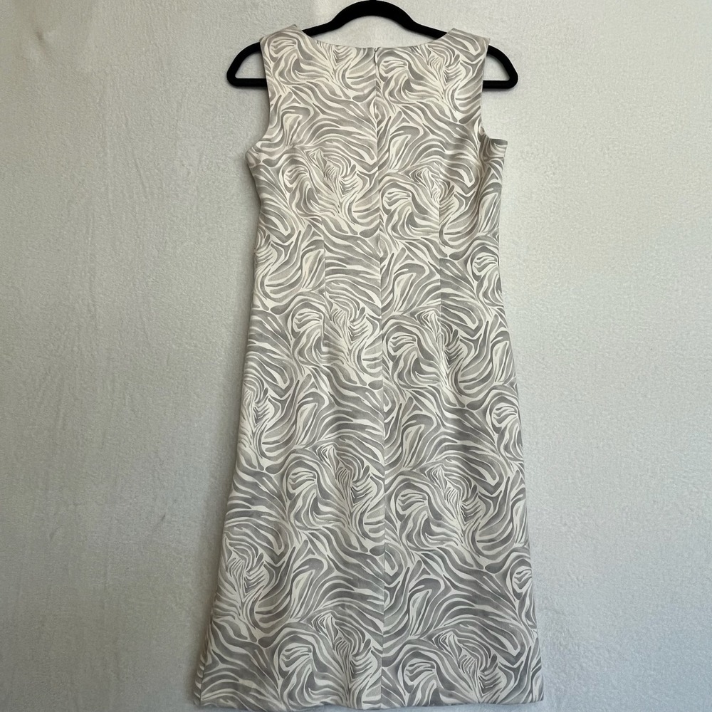 J. McLaughlin Sleeveless Sheath Dress Gray White Abstract Print Office Career S - Picture 2 of 8